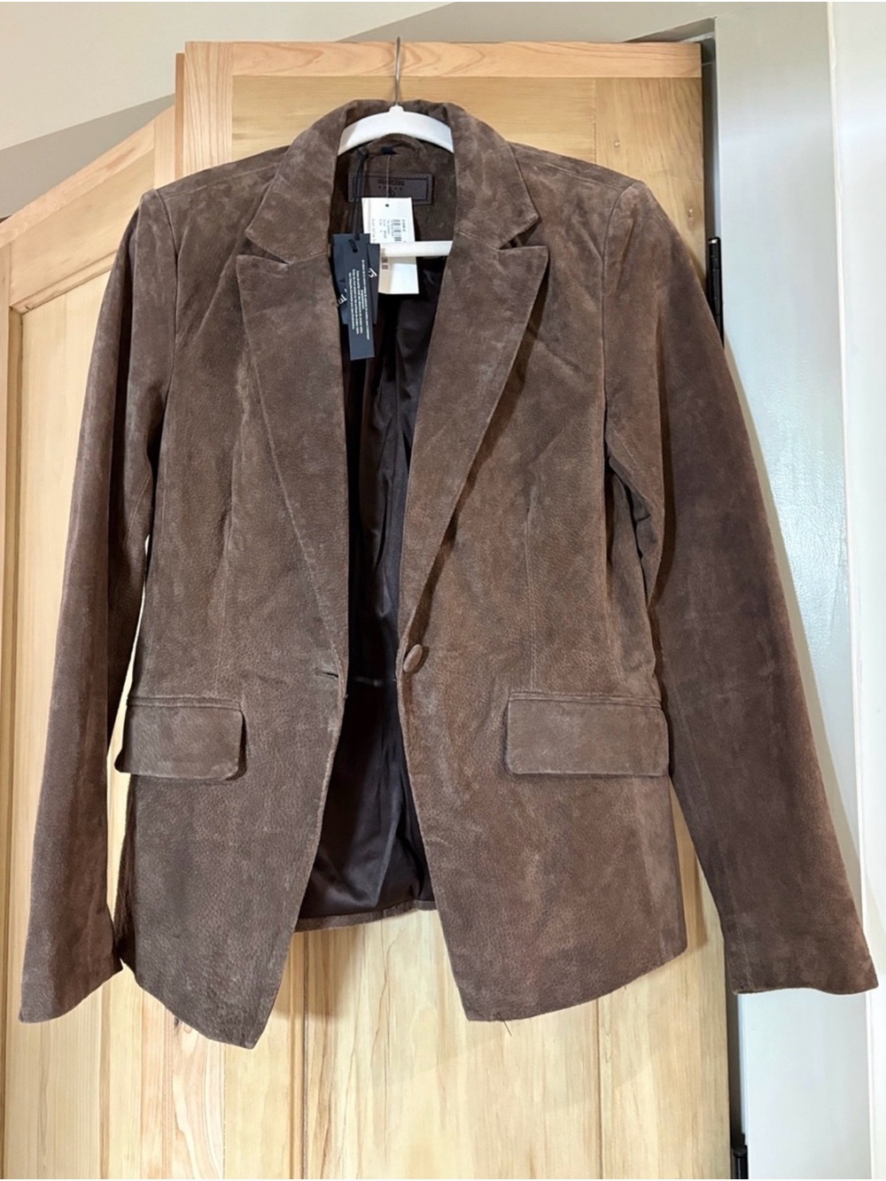 Blank NYC Brown Suede Single-Button Blazer